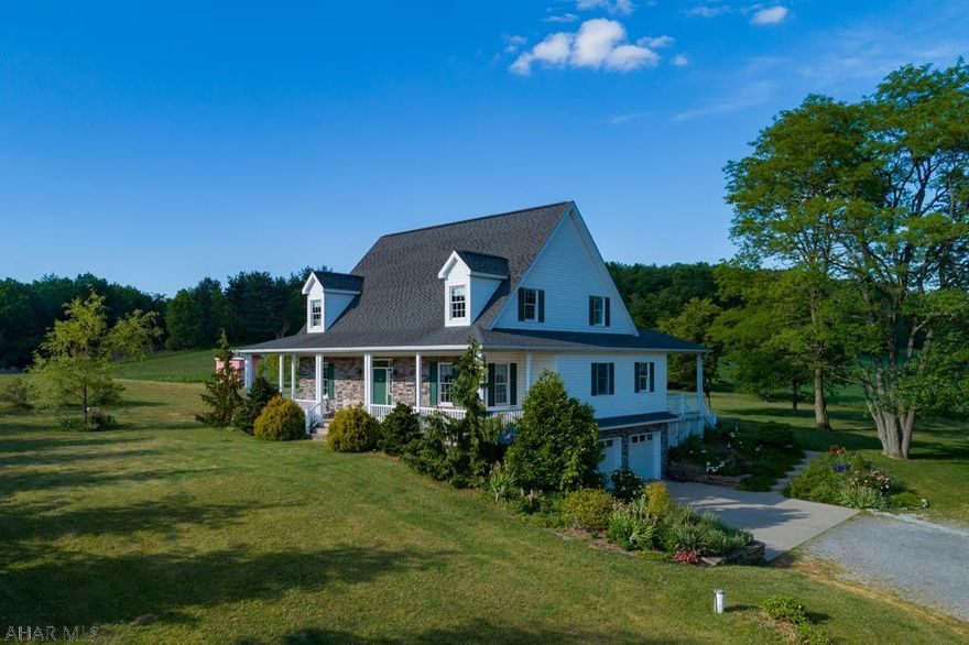 CENTRAL CAMBRIA SD!  Only 5.6 miles from Central Cambria Schools, 4.6 miles from Ebensburg Walmart, and 9.4 miles from the Galleria.  If you want privacy close to Ebensburg, you will love this picturesque property!  Features include a heated, 24' round, above-ground pool w/deck; a very large 2-bay garage w/extra storage; a super nice shed; 9' ceilings on the 1st floor; arched doorways; crown molding; open floor plan between kitchen and living room; eat-in kitchen w/island; foyer w/cathedral ceiling and open staircase; huge 1st-fl master bedroom w/walk-in closet & bath (soaking tub & sep walk-in shower); 1st-fl laundry & mudroom; tons of storage; great indoor & outdoor lighting; C/A; wrap-around, covered front porch & covered back porch; & lower-level & 2nd-floor family rooms.