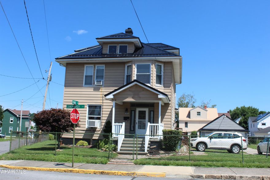 4 bedroom, 2 bathroom house with 24' pool, large composite deck, and 1.5 acres of fenced yard! First floor laundry room. 2 car detached garage with paved driveway. 3 year old roof. Original woodwork throughout. Gas fireplace. Updated kitchen. Lots of storage space in attic & basement.