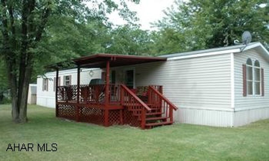 1994, 14x72,  Champion Mobile Home on rented lot.  $175.00 monthly lot rent includes water, sewer, and trash collection.Must be pre-approved by lot manager. Well kept, two bedroom, two bath, fully furnished with all appliances, including stove, refrigerator, microwave, washer, and dryer.  A 10x16 covered deck.  An 8x8 shed.  Shingled roof.Must be pre-approved by lot manager.