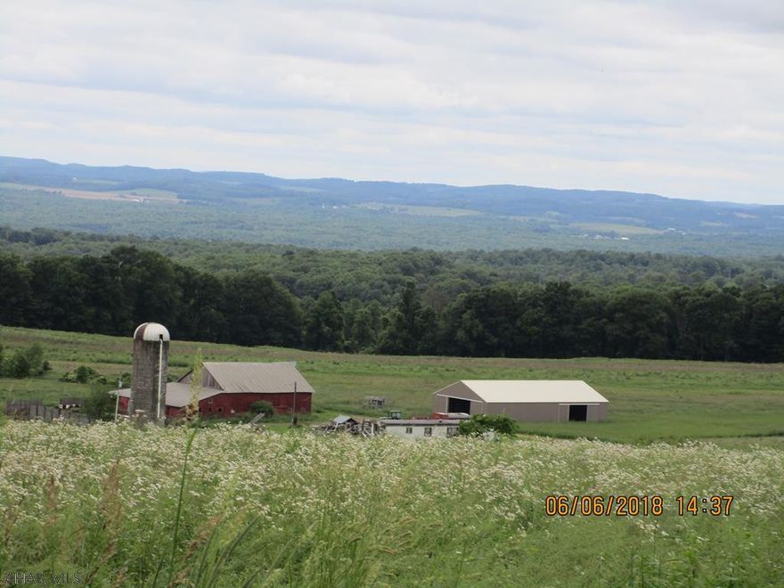 Beautiful gradual sloping farmland with a large bank barn, pole building (46x98) and a 1980 single wide mobile home. Used as a heffer barn for a dairy operation. Lots of road frontage. Property in the Clean and Green program. Gas rights reserved. Possible additional adjoining acreage available for rent to buyer. (100 acres+/-).