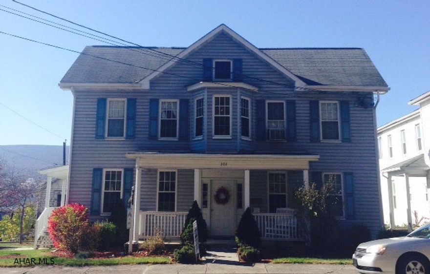 Spacious newly renovated home or multi-unit on flat corner lot. Much potential w/ this close-to-town gem! Lot includes a deep yard, 2 porches & 4 paved, off-street parking spaces. Entire building features new renovations and lifetime guaranteed windows. Building has great exposure for a new business or rental income. 1st floor includes new kitchen w/ DR, 2 BA, office area that could be large LR and the opportunity for 2 BRs. Upstairs has separate entrance and includes spacious kitchen w/ dining area, full bath, living room, large master bedroom and bonus room. Second level includes a walk-up attic that has potential to be converted into a 2nd and 3rd BR. It could be converted back into a large single-family home or used as a multi-unit income property. Located in historic Downtown Bedford.