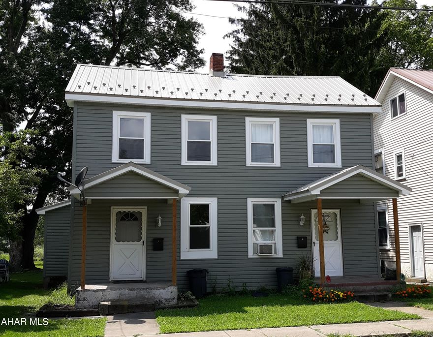 Duplex For Sale in the Borough of Hollidaysburg ! This 2 story 2 unit 2 bedrooms  has all separarte utilities with tenants paying everyting except trash. Updated windows,  metal roof and siding. Off street parking and shed for each unit ..Listed for $162,500