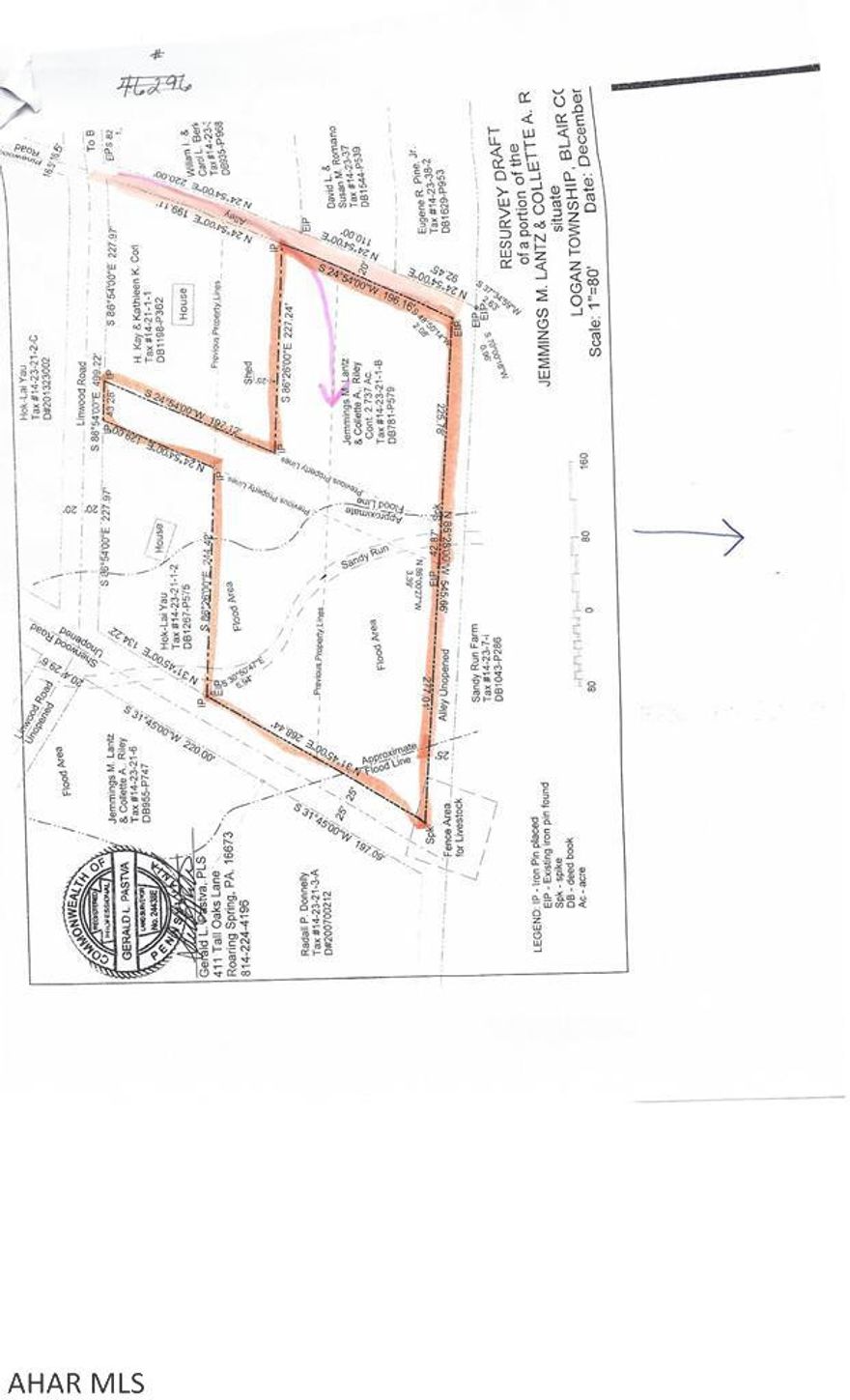 Large building lot in Logan Township - Bellmeade area.  Flat, mostly wooded, deeded access.  Part of lot in flood zone, but ample place to build.  Survey in place. Water, sewer, gas & electric available.