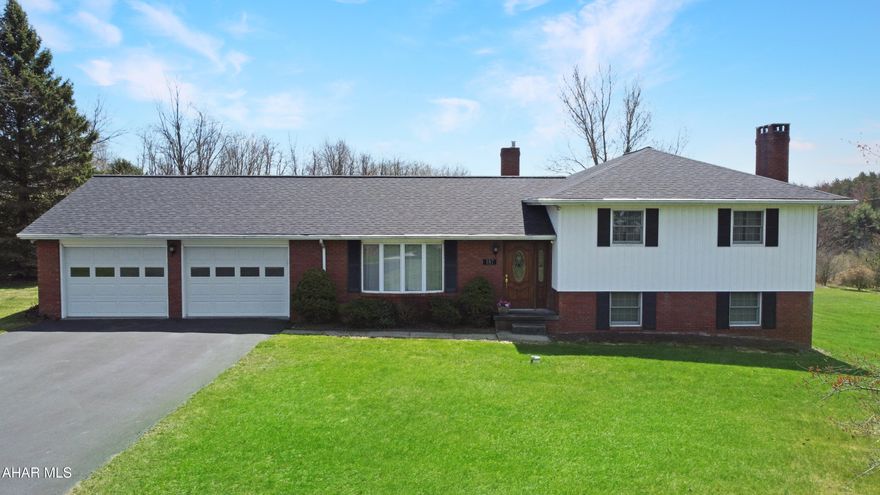 Discover a hidden gem in the heart of the Ebensburg community! This meticulously maintained home is situated in arguably one of the most sought-after areas & boasts an array of impressive features. Nestled on over 2 acres of beautifully landscaped grounds & enveloped by privacy, this stunning property is ideal for anyone seeking proximity to town while enjoying the tranquility of nature. Upon entering the main floor, you are welcomed by a spacious living room filled w/ abundant natural light. Adjacent to this is a dining room featuring a sliding door that opens onto the rear deck, as well as a generous kitchen equipped w/ ample cabinetry. The upper level offers a full bathroom, two additional bedrooms, & a master suite complete w/ its own full bathroom. Downstairs, you'll find a cozy living area highlighted by a wood-burning fireplace, along w/ a laundry room & a convenient half bathroom. The basement provides a perfect space for entertaining, storage, or whatever you envision. The exterior of this property includes an attached two-car garage, a blacktop driveway, & a vast backyard complete w/ a rear covered deck & a shed. You truly must see this home in person to fully appreciate its beauty and charm. Plus, the roof was recently replaced in 2023! Don't miss the opportunity to make this extraordinary property yours. Call today to schedule a viewing!