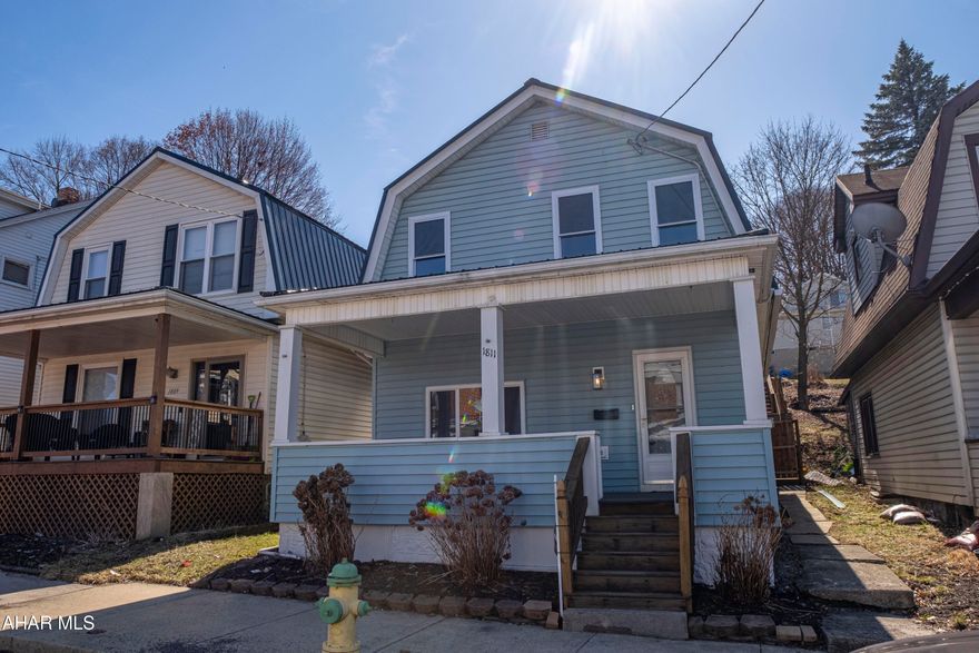 Totally remodeled 3 bedroom 2 full bath home in Altoona!  This home is walking distance from UPMC Altoona making it a great property for medical professionals / hospital employees.  The first floor has luxury vinyl plank flooring throughout. The kitchen features quartz countertops, brand new cabinets, and included appliances.  There is a 1st floor laundry room with included washer/dryer combo.  The second floor has 3 bedrooms with hardwood flooring.  The primary bedroom has an en-suite bath with walk-in shower and ceramic tile flooring.  There is access to the rear deck off of the primary bedroom as well.  There is a second full bath on the second floor as well! Other features of this home include a new metal roof, on-demand hot water heater, off-street parking behind the home, updated plumbing, updated electrical, and updated duct work. Property is back on market due to previous buyer being denied for loan.