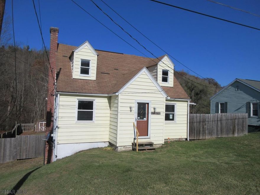 Fallentimber vinyl Cape Cod home with level, fenced .0.04 acre lot. Large living room, formal dining, den, large eat-in kitchen plus 3/4 bath/laundry all on first floor. 2 nice sized bedrooms and bath upstairs. Walkout basement into back yard, nice side porch, storage shed. Home needs TLC, but perfect for handypersons everywhere! Property sold AS-IS. Seller will make no repairs. Offers must be submitted through HUD approved broker. Buyer pays both transfer taxes. Exclusive Agency. Equal Housing Opportunity. Marketed by Olympus AMS www.olympusams-re.com. www.HUDHomestore.com