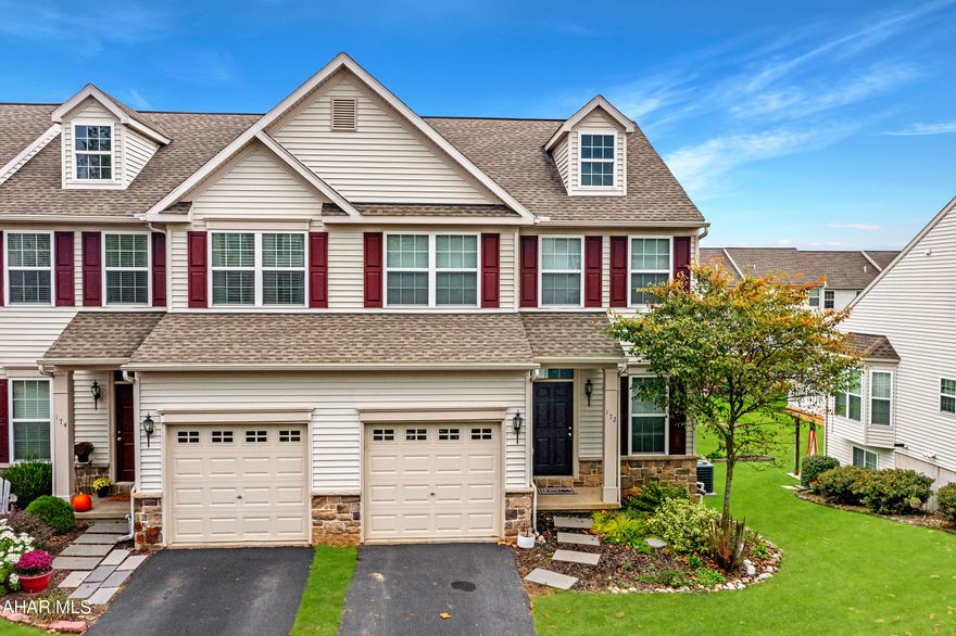 Check out this beautiful 2 story town home in Amberleigh! It's an end unit with a one car garage and an open floor plan. Enjoy plenty of space with 3 bedrooms, 2 full baths and one half bath. The large eat in kitchen has an oversized island, perfect for preparing meals. You also have a nice sized pantry closet and if you enjoy barbeques or eating al fresco, the back deck is just steps away through sliding glass doors. The family room is light and bright and flows into the dining area. Upstairs you'll find a spacious primary suite with cathedral ceilings, a walk in closet and a full bath. There's also a convenient laundry room on the second floor. Downstairs, you have even more space with a fully finished walk out basement!