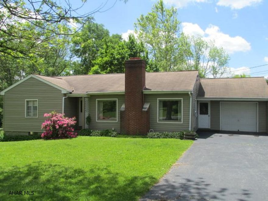 Terrific 3 bedroom ranch on Carson Valley Road - Sold As Is .9986 acres (almost 1 acre). Beautiful level yard. *(fireplace not used - recently). Sweet 1 floor living, easy access to I-99, hardwood under carpet - covered patio in rear - built-ins in garage. All closets cedar lined.