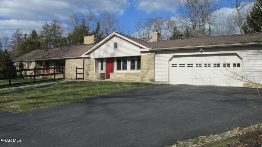 Rambling Ranch - updated throughout with lots of outdoor entertaining space - pavilion, pool house with toilet, pizza oven, firepit, covered patio area. Lots of living space, large Family Room, Living Room, Dining Area, Florida Room, Den, Craftmaid kitchen cabinets, quartz counters, copper sinks, island (Shenandoah), handscraped oak, barnwood floor, Main Bath - heated floor, office in Master, could easily be ensuite bath. Rec Room in lower level open area, bar. 4 Fireplaces - 2 wood burning, 2 gas. Garage 23'1''x21'10'' Amenities: 6 Panel Oak doors throughout, New Roof, Landscape lighting, Pot Filler at cooking area, Bar sink in Kitchen, Wet Bar in Basement, Sliding door to outdoor area,