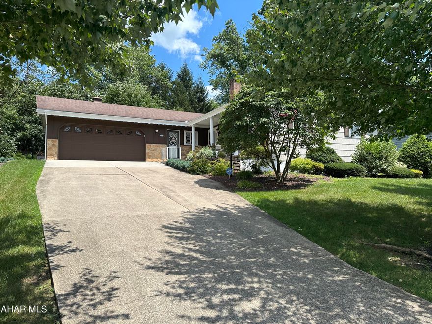 This one is for you! Rancher with 3 bedrooms or 2 bedrooms and an office/den. 3 fireplaces. 2 full baths and a 3/4 bath.  Covered patio. Shed. Park like setting. 200 amp. Central air. 2 car garage.  Frankstown Twsp. Hollidaysburg School.