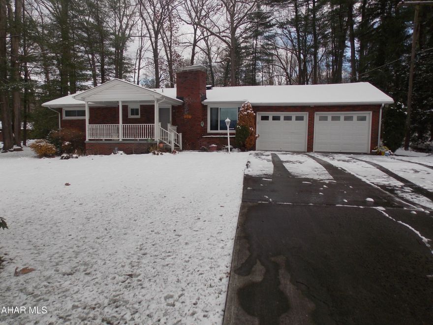 Come on in to this perfect brick home on Bellemeade Dr. If you want to downsize and have everything conveniently located on the first floor, you just found your new home! No more going to the basement to do the laundry, the sellers had it moved to the first floor in the new bath. But the basment is a wide open space that would be a great family room or a fun place for the kids to play. There is already a 3/4 bath down there .  The seller had the basement waterproofed with a sump pump and a french drain., so no water worries. As you enter the front door you will notice  hardwood floors in the Living Room and all 3 Bedrooms.  Imagine watching the large screen TV that stays with the gas fireplace on, so cozy you won't want to leave. The sellers had a brand new kitchen put in with lots of cabinets and counter space. As you go from room to room please notice all new windows throughout the house.  Outside you see the seller installed leaf guard so no need to clean gutters every fall. The house has hot water heat but did not have Central Air, it does now!  Don't forget to look at the front and back covered porches and just picture yourself sipping your coffee next summer and watching the deer in the back yard. The back yard is a great size and a very peaceful spot.  There are 2 sheds for storage and a great 2 car garage. Even the driveway has room for lots of cars and a turn around spot so no backing out onto Bellmeade drive.
This home is located in the Antis TWP side of Bellmeade Drive.
Don't wait, call to schedule a showing ASAP!