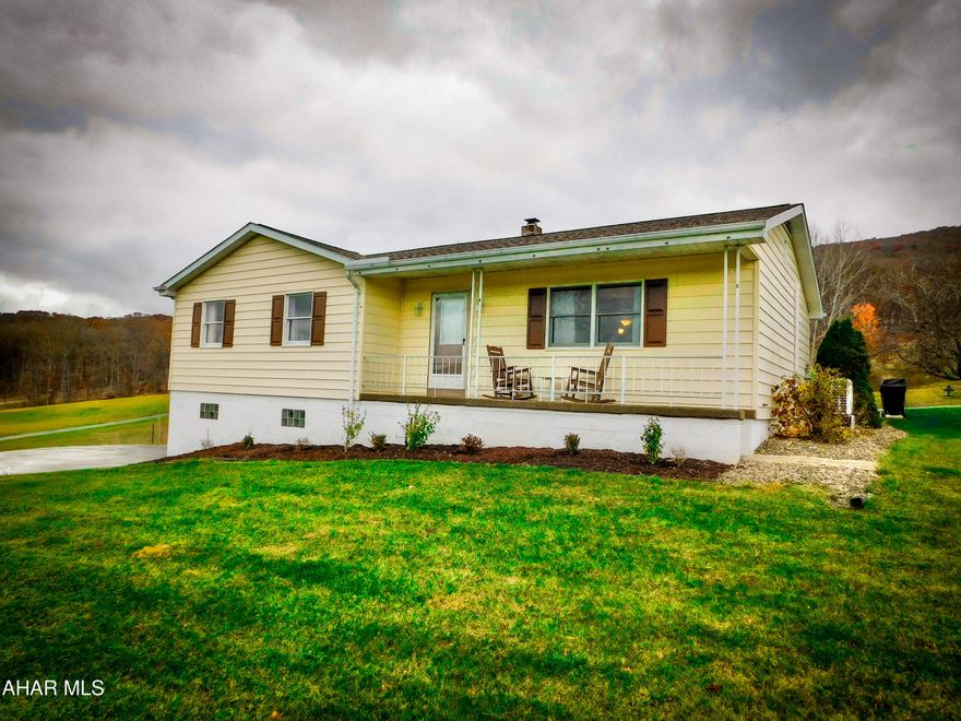 This 1 story home sits on almost a full acre &offers exceptional views as it sits at the top of this winding road. But wait!!!theres an additional acre included!!
Brand new roof and updated kitchen (tile backsplash & Corian countertops) & Baths as well as new flooring make this a perfect scenario for any home buyer. Country views and plenty fo elbow room to grow. 
Finished room in lower level w/ 3/4 bath.  2 C garage & Good storage and dont miss the large rear sunporch and wrap through driveway.