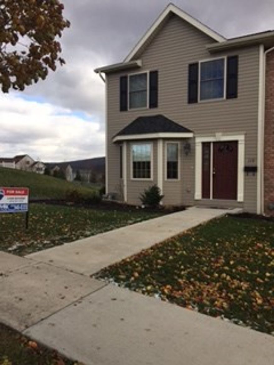 Move right into this spotless end unit townhouse. Easy carefree living!! Monthly maintenance fee $45-cares for grass & snow removal. Quality Frigidaire stainless steel appliances, Large private deck with spectacular view.