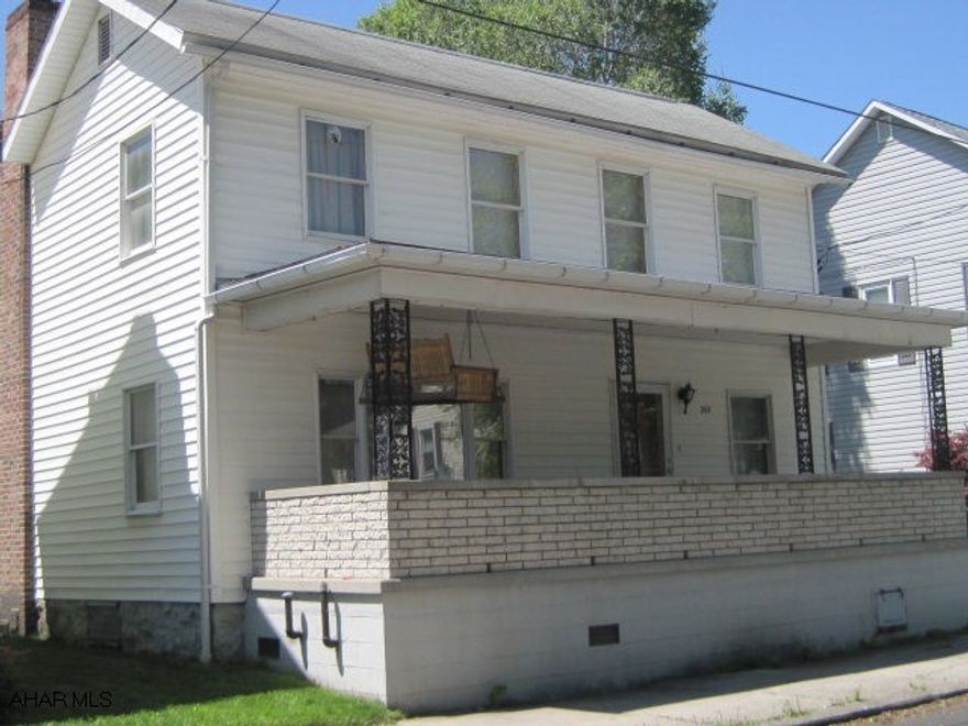 Two story, containing living room, dining area, kitchen, three bedrooms and one bath. Front and rear covered porch. Oil hot air heat with Energy Mate in full basement. Good town location with city water and sewer. Near Elementary and Middle Senior High school. Stores, bank and Post Office one block away. Completion of second floor bath is necessary. Double glazed windows, 100 amp electric service.