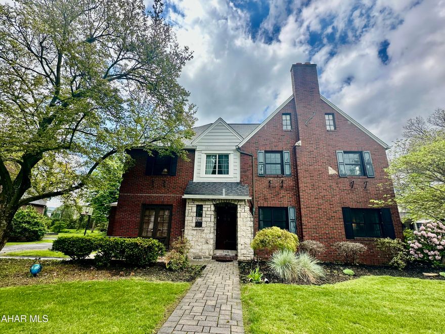 Charming Mansion Park brick & stone home with so much character.  Four bedrooms, two and a half baths. Spacious living room with a gas fireplace and cove trim throughout. Large formal dining room perfect for entertaining. A first floor den that has wood lined walls with custom  bookshelves and an enclosed bar cabinet.  First floor laundry. The eat-in kitchen leads out to a nice patio area. Spacious flat back yard. The second floor bedrooms are all large and offer ample closet space. The third floor bedroom is large with storage space and 3/4 bath. Almost all of the windows in the home have been replaced with a warranty transferrable to the new buyer. This one will not last...call today to see this beautiful home!