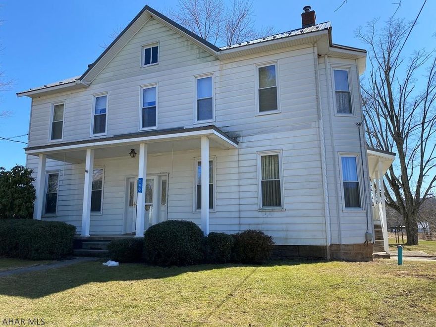 Home hunters and investors, look no further. This 3 unit offers 1st floor apartment or home with many updates & renovations. With 3 bedrooms, 2 baths, living & family room & inviting brick fireplace. Two, 2-bedroom apartments on the second level with private entrance, full baths and kitchen. All units are in separate public water, sewer and electric. 2-car detached garage with oil furnace, electric & auto door openers. All this on 0.90 ac.