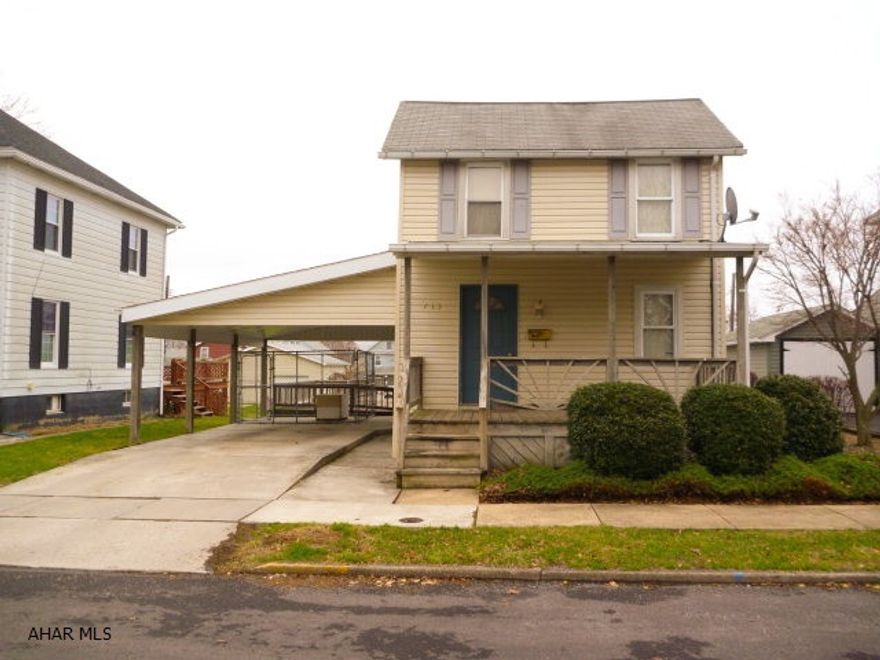 Very Nice 2BR/1BA 2-Story home in the Borough of Bellwood! This well maintained home has a warm invite as soon as you walk into the front door. Hardwood flooring accent in the living room with a beautiful hardwood staircase. Spacious kitchen that leads into the dining room with a vaulted ceiling and skylights to let a boast of natural light in. From the dining room, head out to the large deck with above ground swimming pool for your summer enjoyment. Cathedral ceiling in one of the bedrooms. Ceiling fans throughout. Home also offers a large carport.