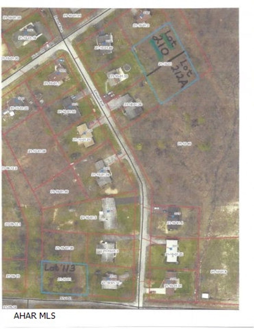 Nice wooded area. Buyer would need to check with Huntingdon Borough regarding verification of public water and sewer availability. (Current tax is $439.20 TOTAL for 3 lots. $351.46 is an estimate on taxes based on similar size lot's taxes in same development).  #J-358
