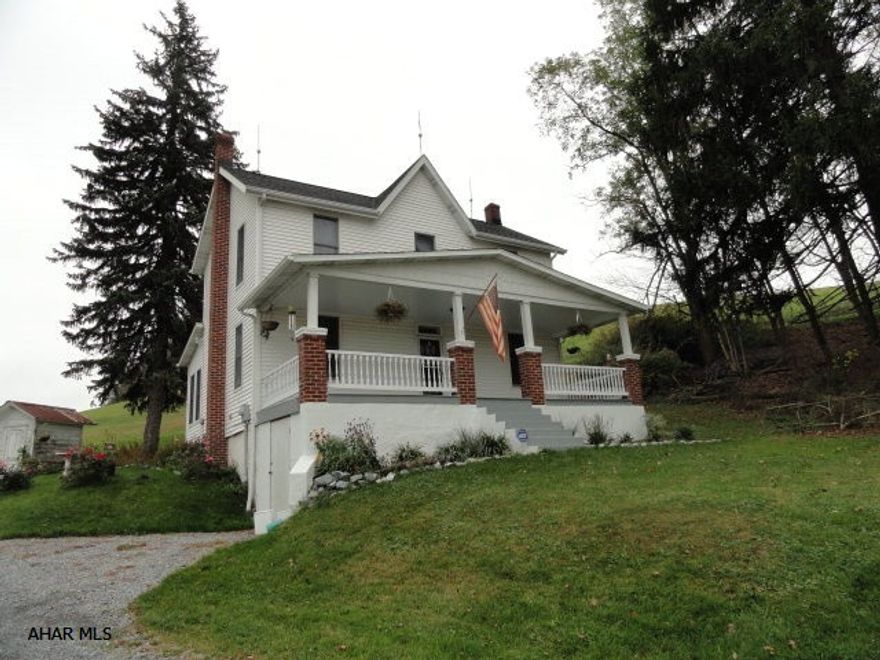 128 acre northern Bedford County farm wonderful views and vistas. Includes 2 story farm house. 3 bedrooms, 1.75 baths. Wood floors, eat-in kitchen, sunporch and lots of country charm. There are 80 tillable acres well maintained with lime/fertilizer, 30 acres of woods, 17 acres of pasture of which 7-8 acres with high tensile fencing; balance has posts in read for fence. Large bank barn (old timber/plank) w/large hayloft, tractor shed & concrete silo. Lower level concreted and ready for livestock. Other buildings include, corn crib, smoke house and ready to use butcher shop with half bath & 2 coolers, one walk-in. Looking for a nice farm, country retreat or a hunters dream (deer,turkey, grouse pheasant;even the occasional bear) this is the property for you. Close to Blue Knob Ski Resort.