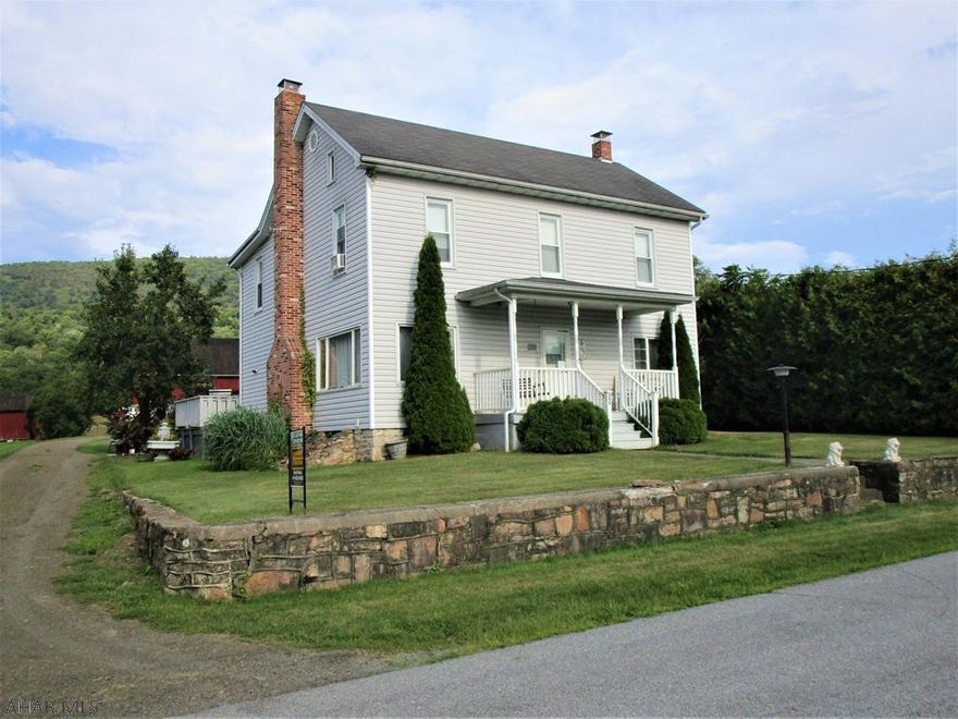 Great location close to major roads: Situated between two, I-99 interchanges, St.Clairsville/Osterburg & Imler/Blue Knob but along quiet, 2ndary roads just off "old" 220/Wm. Penn Highway approx. 1/2 mile. Close to C.R. School facilities & Blue Knob & Shawnee State Parks.  Peaceful, 48.11-ac. farmette w/ public water & public sewer, an "era", 2-story w/ ornate woodwork & spacious 1-story, family rm. addition.  Outbldg's.: Combo, 2-sty., barn w/ haylofts/2-car garage/workshop; 3-stall horse shelter; corn crib; former milk house; other sheds; fencing;  23+-ac. woods & 20+-ac. pasture & hay. Lovely back yard with tons of "hummingbirds"!   Public road frontages: Main St./T. # 707 & Yingling Road.  Acres/land breakdown & SF of living area approximate.