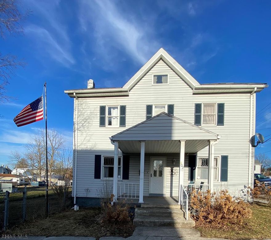 Come check out this 3 bedroom and 1. 5 bath home in the Hollidaysburg Borough.  This house sits on a corner fenced lot, with covered front and back porch, and a newly constructed shed in the backyard.  Enter the back of this house into a great mud room and laundry room that sits off the kitchen.  In the kitchen you will see quartz countertops and island, large pantry and a 2nd back staircase.  The large living room and formal dining room are great for entertaining with an updated half bath downstairs.  Upstairs has a large master bedroom, plenty of space in the updated bathroom with quartz countertops and a walk up attic for storage.