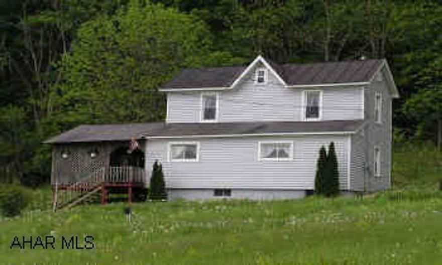 2-story Frame/vinyl w/ addition. 5BR/2BA on 1.5+ acres with new 2-car garage, barn, outbuilding and pond. 1st floor laundry, fireplace in family room, fruit trees, 2 tier deck