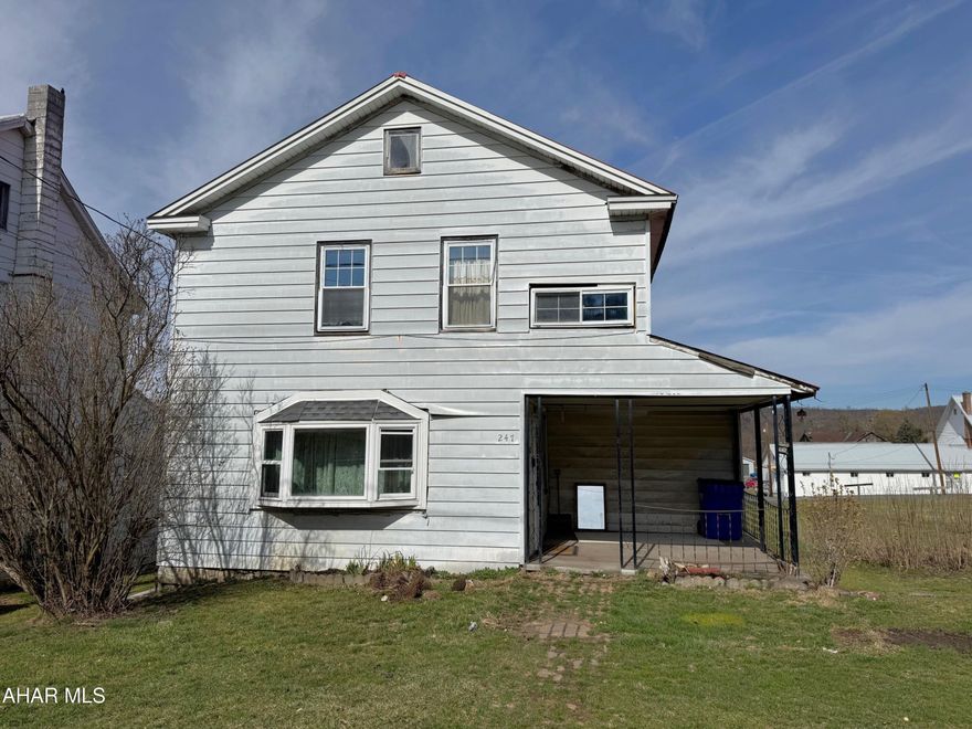 Two-story home situated in the Manns Choice Borough. Main level has a living room, kitchen, full bathroom and laundry area. Second level has two bedrooms and a full bathroom. Full unfinished basement and walk-up attic. Oil hot water heat and 100-ampere electrical service. Well water and public sewer. Large rear yard and 8' x 14' shed. Property being sold as-is, where is.  Bring your tools and build some equity!!