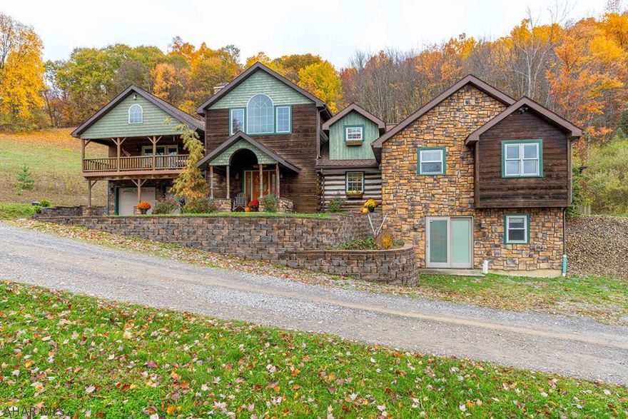 Wait until you experience this 5 bedroom, 4 bathroom home sitting on 6.51 private acres, all in Bellwood School District. This home is grand. It is unique, not your typical cookie cutter home. This rustic log and cedar home offers all the modern amenities such as a large eat-in kitchen with vaulted ceiling, first floor laundry, a home office, and a grand master suite with en-suite bath, and a large private covered balcony to take in the beautiful mountain views and wildlife. 6 zones of in-floor radiant heat, plus 2 zones of heat pump with central AC. 4 garage bays. A covered side porch with amazing views, a rear screened-in patio and fenced yard. The lower level has a ton of potential for additional living space. Check out 3D tour! Interior photos taken by Two 20 Studios.