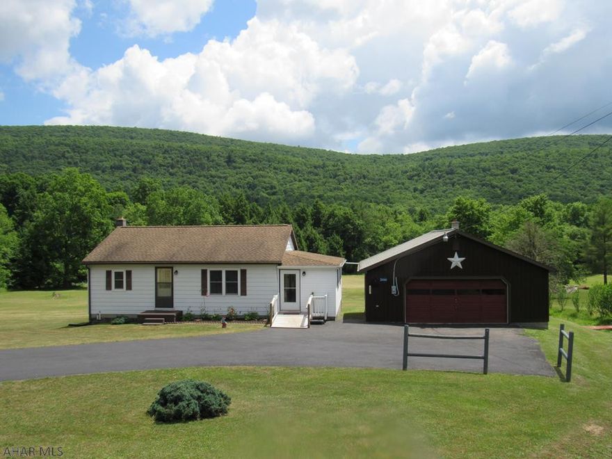 OPEN House 7/5/20 1-2;30pm This well built home in New Lancaster Valley is situated on 3.54 acres and has the perfect setting with its wonderful view of the mountain range.The large kitchen was built to have plenty of room for cooking/baking or even canning everything from your garden!The home has a huge Mudroom/Laundry and through the sliders is a 14'x10' deck where you can have a cup of coffee enjoying the sunrise,view and plentiful wildlife.The 32'x28' 2 car garage is also a workshop and can be heated with the Oil Furnace. If you are a Gardner, Hobbyist, Hunter, Fisherman or just someone looking for a peaceful setting for a permanent residence or a get-away vacation home then this home could be yours!Minutes from Reeds Gap State Park,Bald Eagle State Forest and 40 Min. to State College.