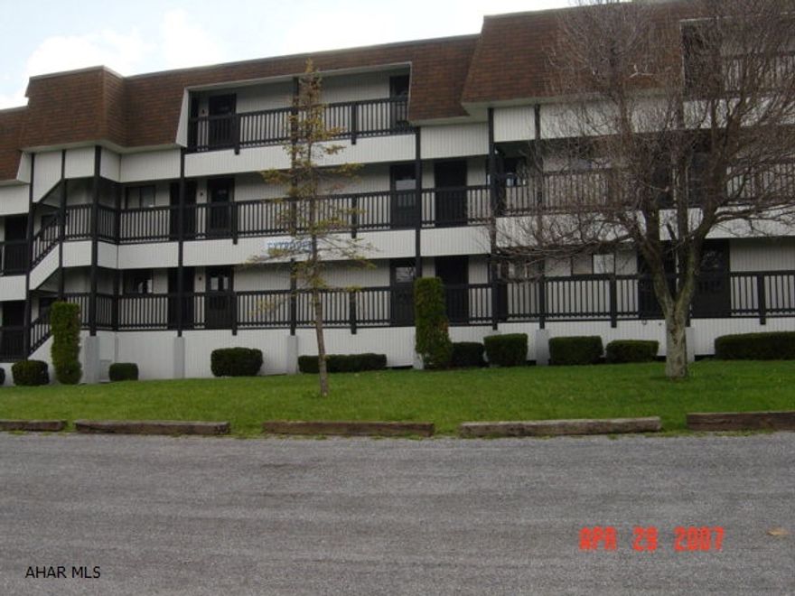 1st floor end unit 2BR condo at Blue Knob All Seasons Resort - Unit #1111. Assoc Dues $235 month includes trash, cable, exterior maintenance, use of pools & tennis courts.  Newer baseboard heat units, hot water tank, carpeting and paint.