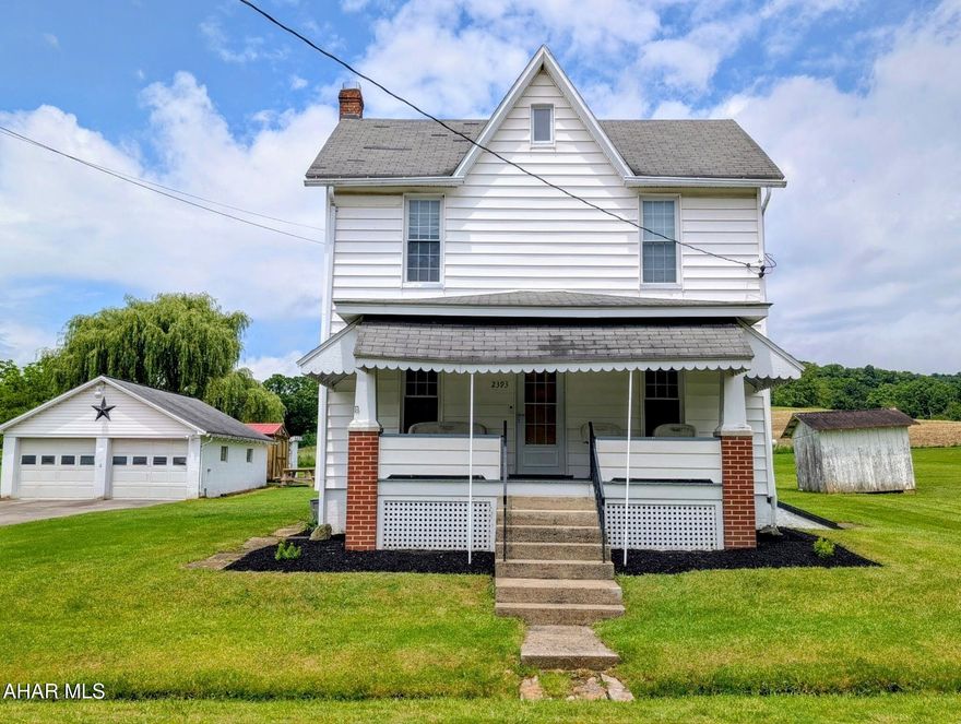 Situated in the valley of the southern Allegheny Mountains, this updated home is sure to impress.  Beautiful views surrounding this home. Sit out back or enjoy the views from the covered front porch.  The 2 car detached garage with electric garage door openers, work bench, and additional sheds for storage bring value to this property.   Updated 200 amp electric, new half bath on the first floor, new staircase, and more.  Close proximity to Blue Knob State Park and I99.  Schedule and appointment today!