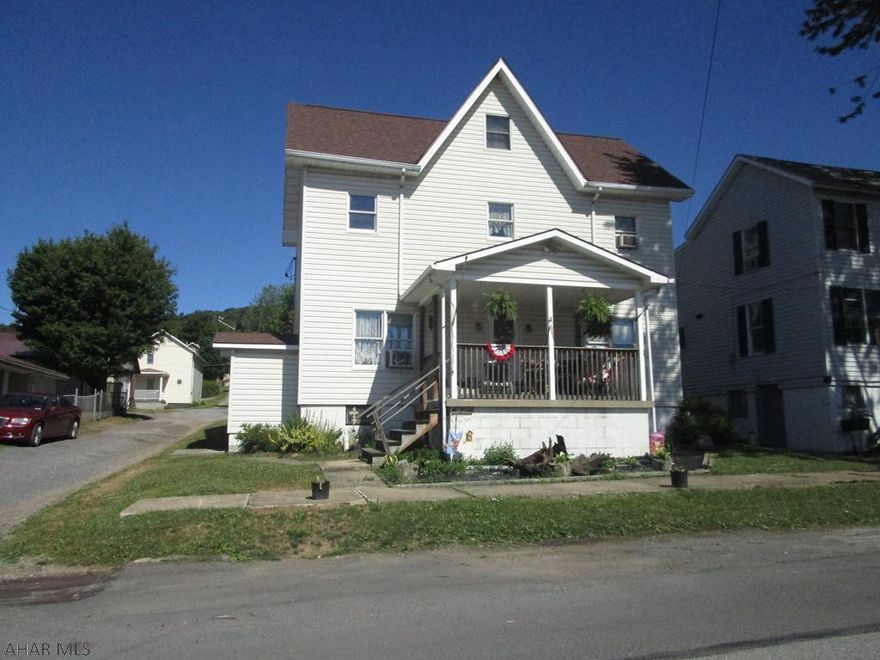 Remodeled two story home with a nice 2.5 car detached garage. the home has been updated in years past with drywall walls, anderson windows, blown insulation, 200 amp breakers and 4 zone oil hw heat. The interior has been remodeled in the past also.  Nice home for the $$.