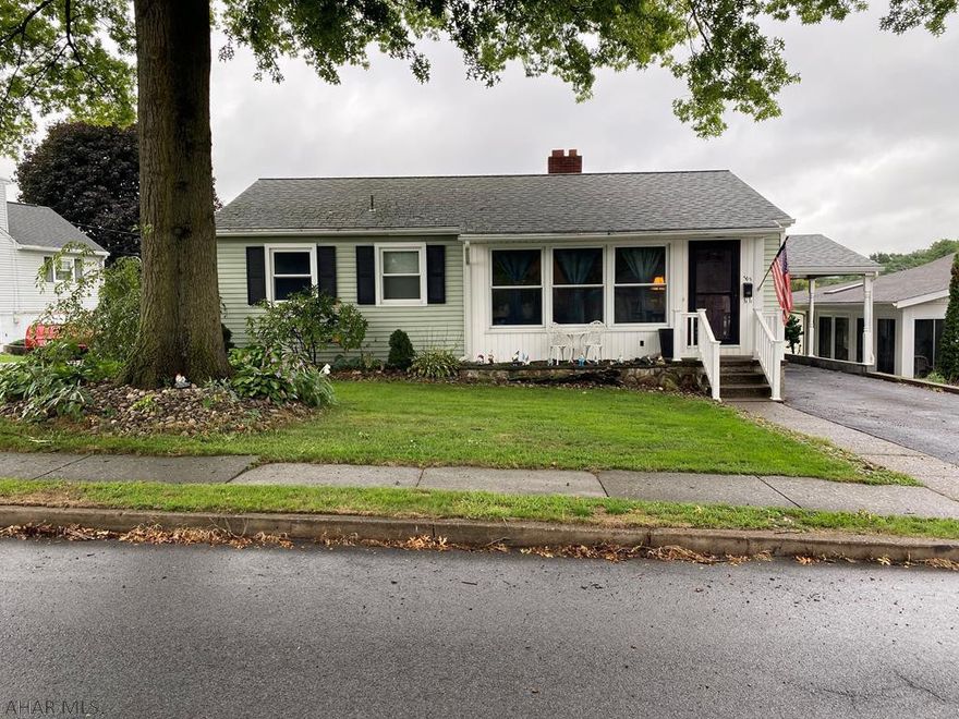 Cozy 2-3 bedroom 1 bath ranch home in Roaring Spring, This home features hardwood floors, brick wood burning fire place, new windows 2014, Bathroom remodeled 2016, New Furnace/AC  2017. Nice back porch and yard.  Black top drive way with carport,