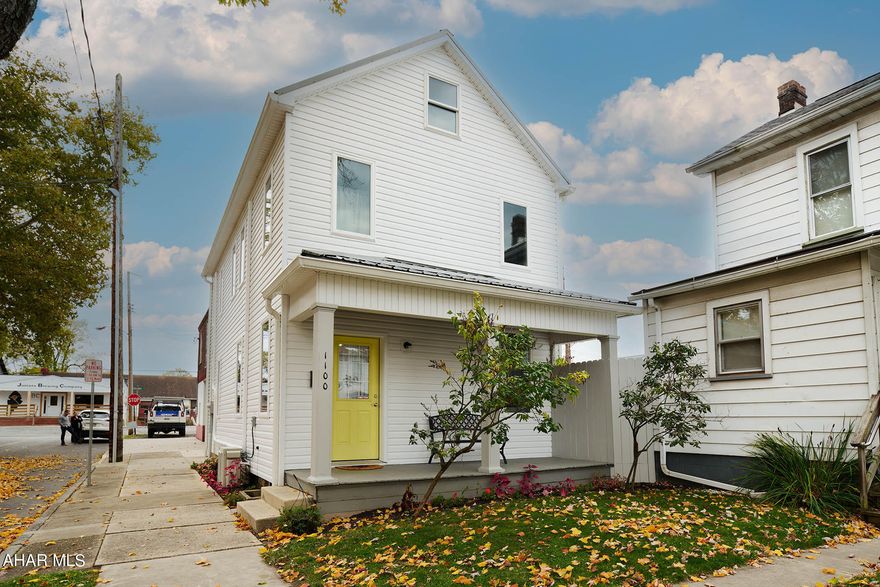 Picture Perfect Postcard.  Straight out of a Norman Rockwell painting, this absolutely adorable two-story is all ready for its new owner.  Located on a tree lined street in the heart of Huntingdon, this delightful home has been completely remodeled (2018-2019) down the studs delivering new siding, metal roof & windows.  You will be greeted by the charming covered front porch that will welcome you home & leads you to the bright & fresh interior where you will find an open concept floor plan.  The living room & dining area offer new light fixtures & easy to clean luxury vinyl plank flooring, the perfect space for everyday living or entertaining guests.  The kitchen delivers beautiful cabinetry, included appliances & a door that takes you to the concrete patio & fenced in yard.  There is a half bath & laundry area with included stackable washer & dryer.  Upstairs you will find 3 bedrooms & a nicely appointed full bathroom.  Additional amenities include mini splits heating & cooling, new electrical, plumbing, Rockwool insulation, tankless water heater & off street parking.  Just 30 miles from State College.   Make this special home yours today.  24 HOUR NOTICE FOR SHOWINGS CALL 814-231-8200  or email showings@statecollegehomes.com to schedule your appointment.