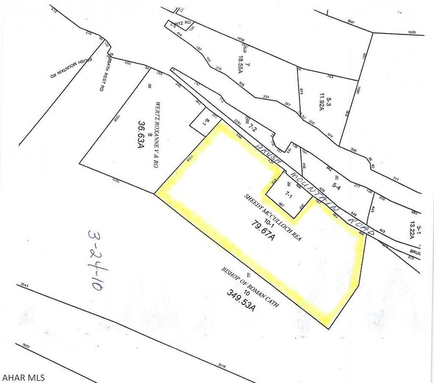 At Pinecroft Intersection, turn SE to Brush Mountain Road, look for signs.  Acreage for commercial or residential development.  Timber was select cut about 13 years ago and will be ready for another cut in 3-4 years per seller,  Taxes noted herein are based on full assessment although the tract is eligible for Clean and Green designation.