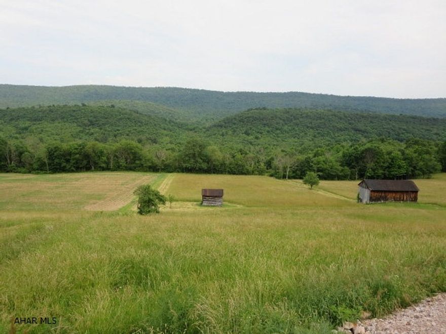 34 acres consists of approximately 10 acres of fields and 24 acres of woods. Includes a stream, garage with electricity and new roof, new driveway, small barn and shed. Has been perked. Great mountain views, close to Bedford Springs Resort and the historic town of Bedford.