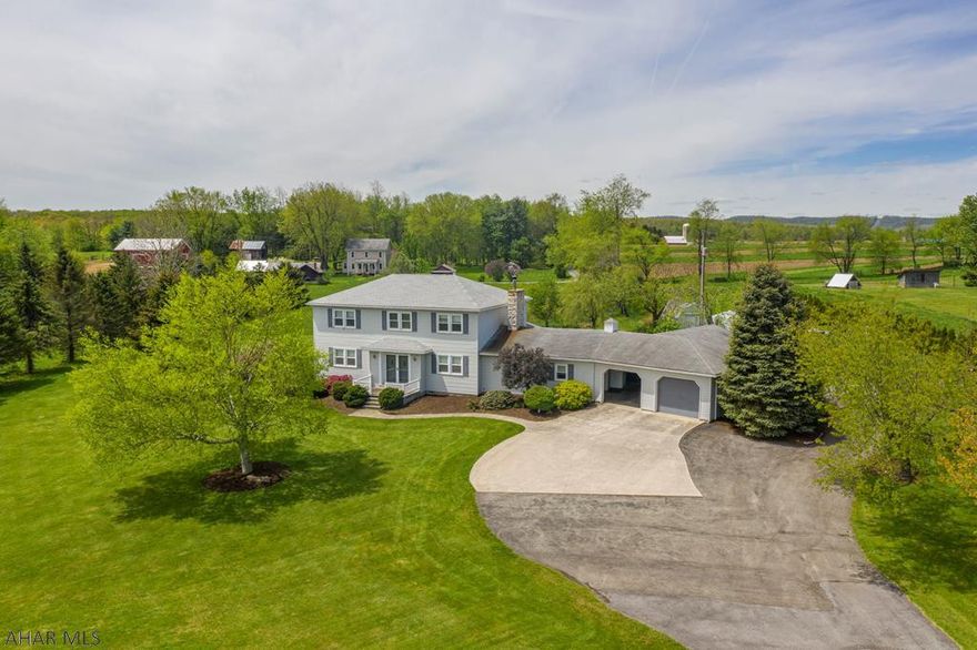 Mighty 2 story home, encompassing 2.25 acres.  Walk through the front door to a gaping foyer . Kitchen has an open concept to the family room and Great room . First floor laundry and split up 3/4 bath .3 spacious bedrooms and a Master Bedroom with its own Master bath and another full bath as well. There are 3 family rooms and a great workshop.  Step outside to the patio and enjoy the outdoors. Property has an outside wood furnace for 2 types of heat.  The space is amazing in this home. Check out our 3 D tour.