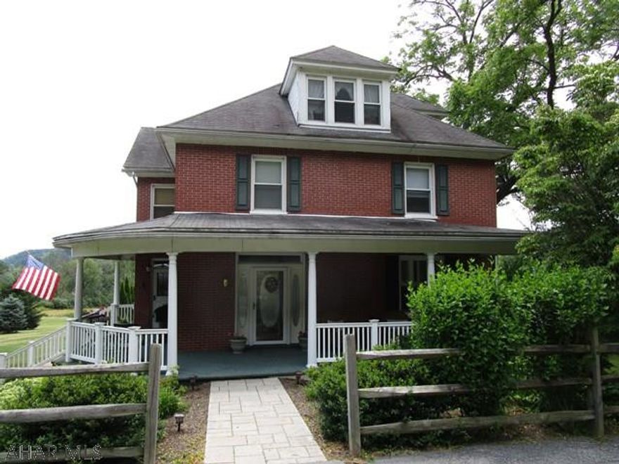 This picturesque farmette offers 25.5 acres of scenic land and a large spring fed pond. Beautifully updated brick farm home offering a foyer w/ original oak staircase, LR with custom shutters, kit with hickory cabinets, island & tile floor, DR with brick FP, FR made for countryside views and FP, powder room & 1st level laundry. The second level offers 4-bedrooms & a full bathroom. Full bsmt with 1-car integral garage, kit. area for garden canning, updated oil HW furnace, central air & central vac. Original oak and chestnut wood work throughout. Walk up attic that could be finished into bonus space. Large wrap porch, deck w/ hot tub & patio with firepit. 27'x 77' outbuilding with elect. and water, summer kitchen & storage shed. Just minutes to downtown Bedford. This is a gorgeous property!!