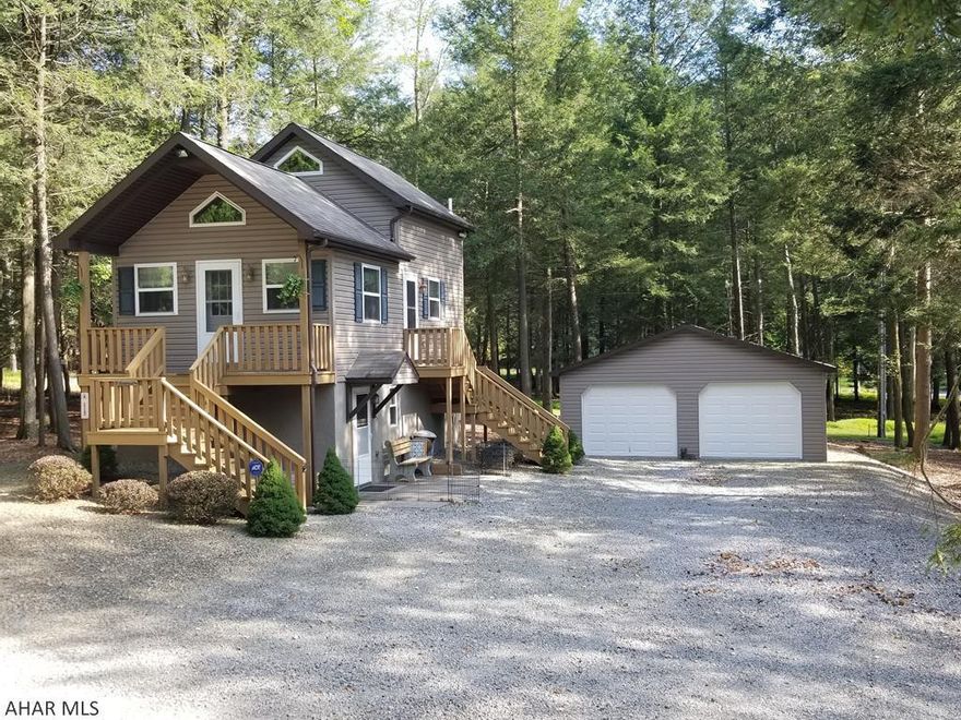 Recently reduced!!! Motivated seller!!! Beautiful and in EXCELLENT condition 2 bedroom and 2 bathroom cabin on one lot inside Glendale Yearound. One bed and one bath on each floor. 2 car garage. Perfect for weekend getaways or permanent residence. Property has been kept with "kid gloves". No mowing, weeding, or lawncare necessary for this property. Gravel and mulch keeps your maintenance responsibility to a minimum. Glendale Yearound is a gated community located minutes from Glendale Lake, Prince Gallitzin State Park and Rock Run ATV Park. Community Pool, Tennis, Basketball, Security and more.