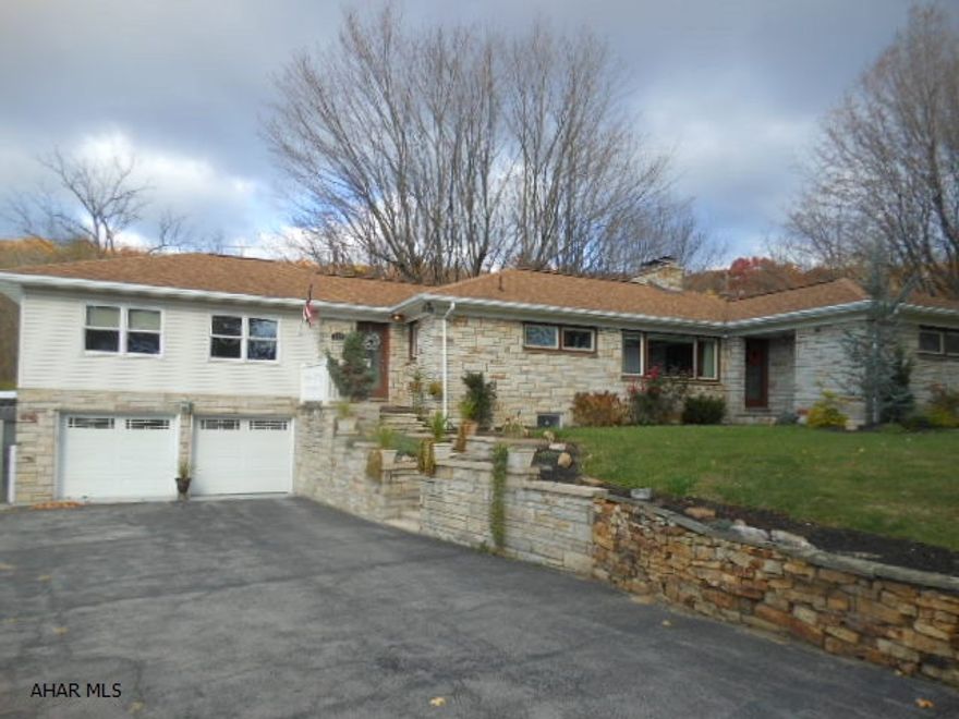 Wonderful 3 Bedroom, 2.5 Bath stone/vinyl ranch home on large .76 acre level lot. Lovely hardwood floors,relaxing living room w/stone wood burning fireplace opens to large dining area with nice window seat...great for entertaining!  Huge family room w/lots of natural light..tons of possibilities.  Finished lower level w/stone wood burning fireplace. Great outdoor space w/ terrific in ground pool &  patio area.