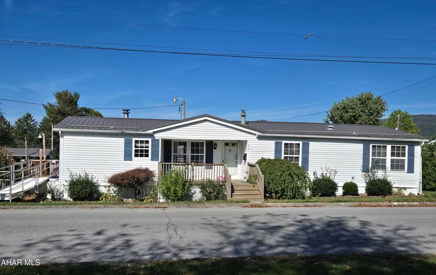Well kept 1993 3-Bedroom 2.5-Bath Champion mobile home with ramp access, metal roof + shed in the Borough of Martinsburg. Spacious Primary Bedroom ensuite. 2 bedrooms have walk-in closets. Eating area in Kitchen & also Dining Area open floor plan off Living Room with fireplace. J-674