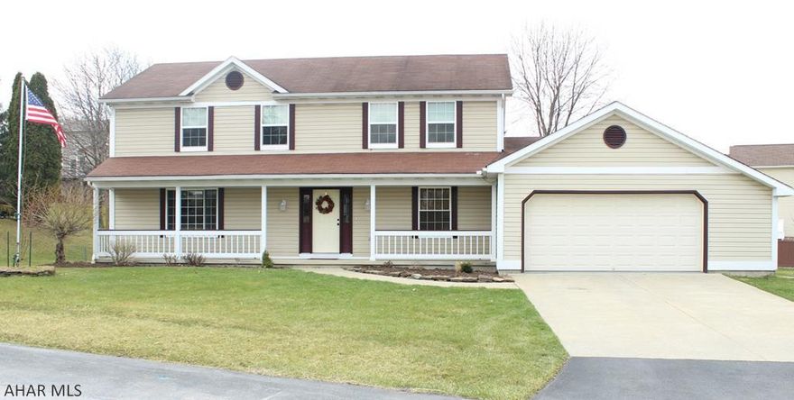 This beautiful 4-bedroom, 2.5-bath home in the Brentwood subdivision of Penn Farms in Duncansville is move-in ready.  It is nicely situated in a quiet neighborhood on .3 acres.  This home boasts an attached 2-car garage, a large partially-finished basement, an abundance of closet and storage space, apple trees, a garden, new windows, updated flooring throughout, remodeled bathrooms, and the interior has been freshly painted. Central A/C was recently installed as well.  Don't hesitate to request a showing of this Peachdale Paradise.  Please remove shoes or wear the protective booties supplied inside the front door.
