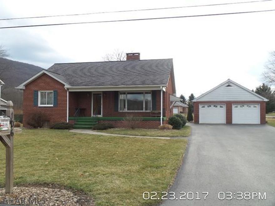 Very well maintained all brick home in Antis Township.  Enjoy the spacious view from the covered porch!  Large flat yard.  Detached, all brick 2 car garage.  Potential to finish second floor for third bedroom and basement would make a great family room with the 3/4 bath.  Property is owned by a PA Licensed REALTOR.
