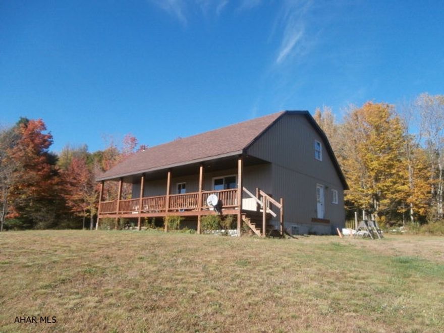 Secluded hunting camp or summer home with million dollar view. Great get away! Camp has open layout with kitchen great room combo. Second floor could be additional bedrooms. Full basement great for storage. 134 acres of great hunting with deer, turkey, ect. with good ground cover. Generator for electric.