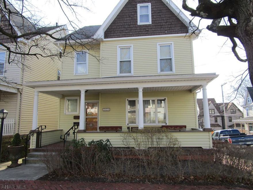 Spacious three or four bedroom home in convenient location.  This property features low maintenance exterior with vinyl siding and trims, newer windows, fenced rear yard.  Large eat in kitchen with a formal dining room and large living room.  Full bath and separate laundry rooms on first floor.  Second floor features three bedrooms, one bath.  Hot water heater installed in 2016.  Covered front porch for relaxing on the upcoming summer evenings. Ready to move in and make it your own!  Taxes and measurements from courthouse records - buyer to verify.