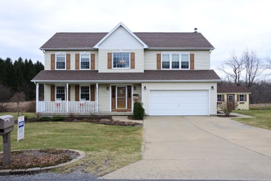 Very well maintained  2 Story. Beautifully landscaped 1.4 acre lot complete with inground pool, a bath house with a half bath, storage and covered patio.  New windows, new triple sliding door to deck, new shed.  2-story foyer, sunny kitchen with center island and recessed lights..all appliances stay!  The lower level is the place to be...carpet and tiled floors, bar with bar stools...lots of space for every family member...PLUS there is a ton of storage!  Step onto the deck and enjoy the sunshine (or with the push of a button you have shade from the retractable awning)...too hot?  Take a dip in the inground pool...pool house boasts a half bath, too!  This home has excellent mechanics...all you need to do is move right in!  Possession cannot be granted until mid July, could do a rent back.