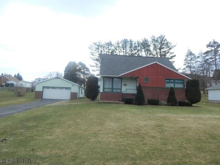 Hurry! Priced to sell MYLO PARK, Ebensburg. 3 BR, 1  bath, garage, generous back yard. Bright, cheery, well maintained home with hardwood floors. Large Basement with great height!.