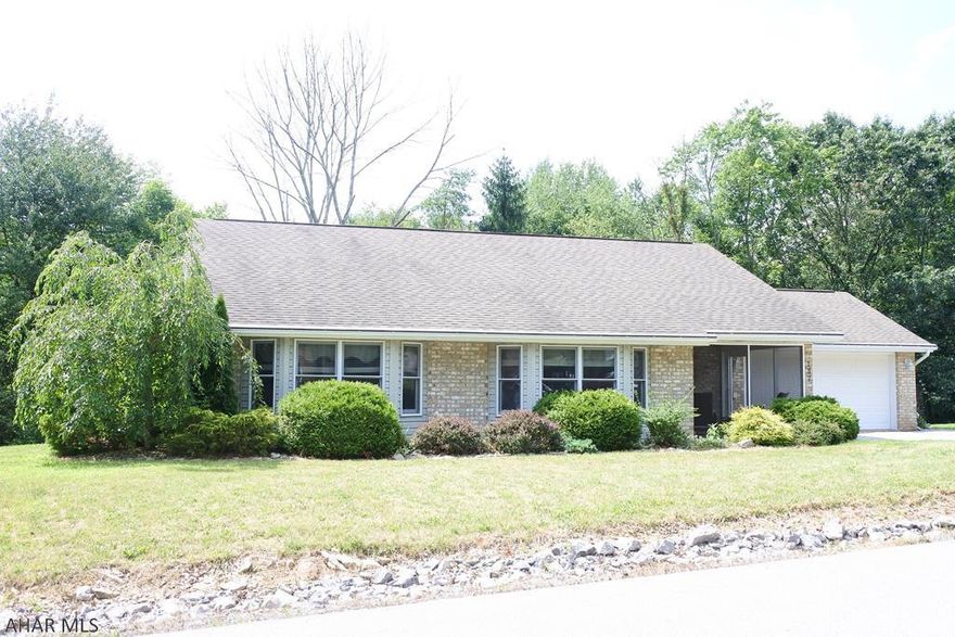 Easy living all on one level. 3 BR Rancher, 2 Bathrooms, First floor laundry...all appliances stay!!!  Bright and cheery, open concept living.  Massive aluminum, covered deck...perfect for hot Summer nights. Screened front patio allows for bug free relaxing. Plenty of storage in the garage. New Blinds, radon system installed, Brick drive-way.... nothing to do, but move right in. Close to I-99, very convenient.
