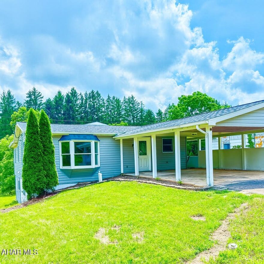 Welcome to this beautifully remodeled home in the Bellwood-Antis School District! This move-in ready property features 3 bedrooms, 2 full bathrooms, a 2-car carport and a 1-car integral garage giving you plenty of space for parking and storage.

The main floor boasts a spacious master suite with a large walk-in closet and a private bathroom complete with a large walk-in shower. You'll also find a convenient laundry room on the main level for added ease.

The kitchen and living areas are warm and inviting, while the basement offers high ceilings and plenty of potential for future finishing. One large bedroom downstairs is already finished, Ideal for guests, a home office, or additional living space.

Additional perks include a brand-new roof, upgraded 200-amp electrical service, central air conditioning, ceiling fans throughout, and fresh finishes from top to bottom. This home truly has it all with its charm, space, and modern updates in a great location!