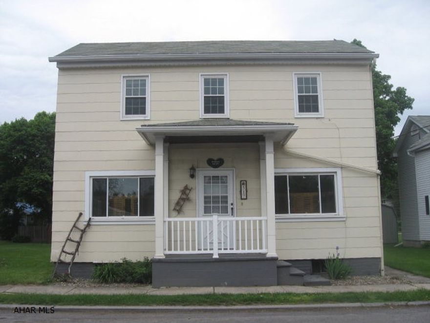 Lots of country charm on a big lot!! Side porch 12x18. Kitchen has great country look with brick backsplash and ceramic tile countertops, painted cabinets w/star hardware.  1/2 bath & laundry room/mudroom on 1st floor. 1/2 bath has unique vanity. All new windows - LR has big window and newer door; DR has bi window. Upstairs has country bath also w/unique vanity plus nice lighting, linen closet and ceramic tile floor.  One bedroom has hardwood floor that continues into the upstairs foyer and on the stairs. The large bedroom has carpet, ceiling fan and deep closet. Slate siding. 1/4 acre lot with mature trees. Heat pump/central air. Shed included.  Juniata Valley School District. Country flair at a great price!